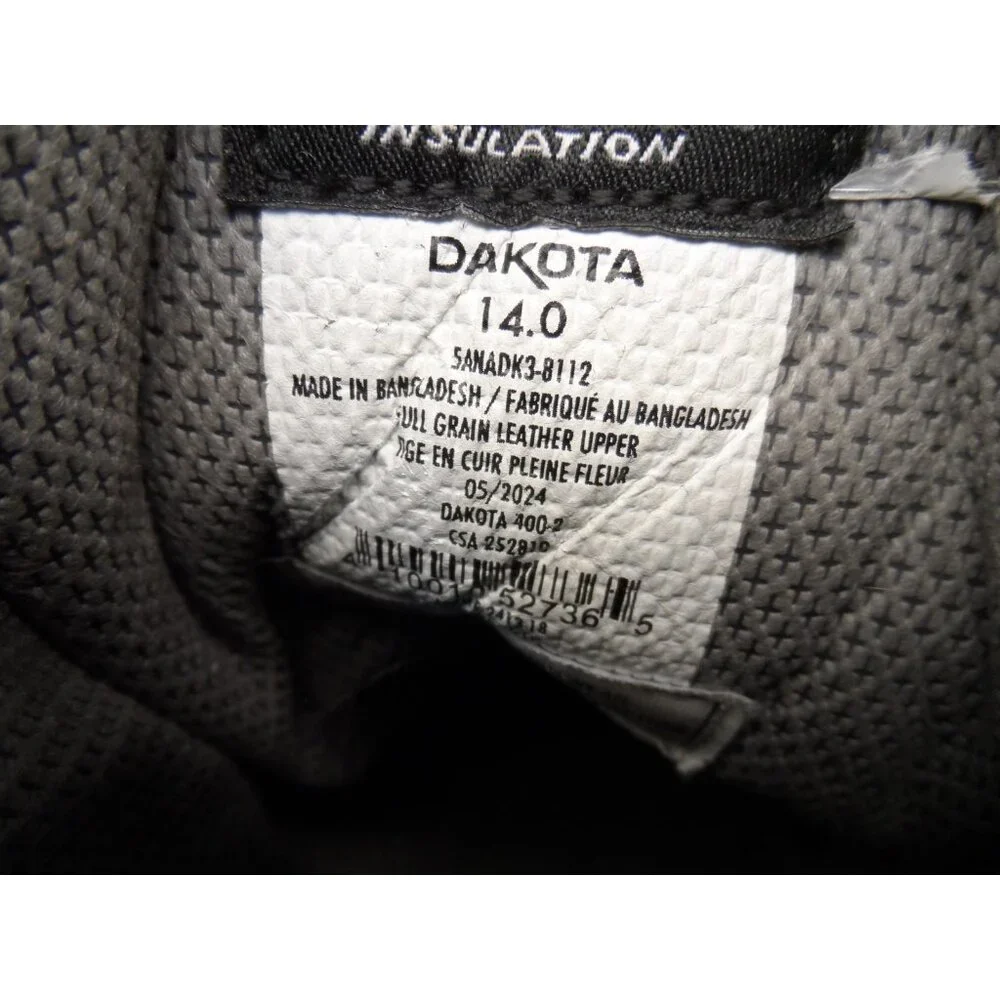 DAKOTA Men's 8" 8112 Quad Steel Toe Internal Metguard Work Boots Black Size 14M - Picture 9 of 9